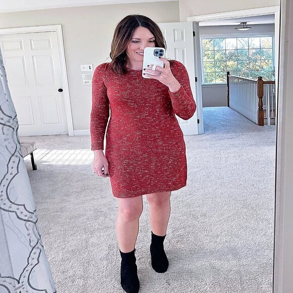 Talbots Pointelle Knit Shift Sweater Dress - Picture 1 of 10